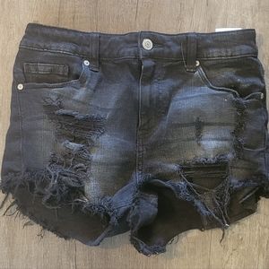 Distressed Black Jean Shorts